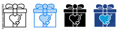 Gift icon set multiple style collection