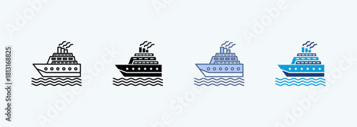 Cruise Ship Multiple Style Icon Collection