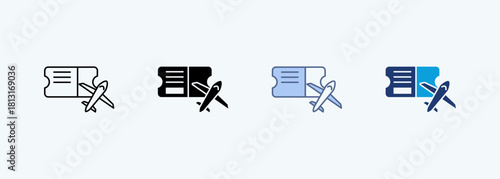 Flight Ticket Multiple Style Icon Collection