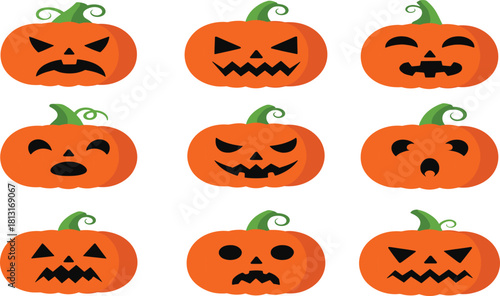 Halloween pumpkin illustration, spooky jack o lantern vector art, carved face design, scary holiday decoration graphic, autumn festival artwork, cartoon pumpkin drawing