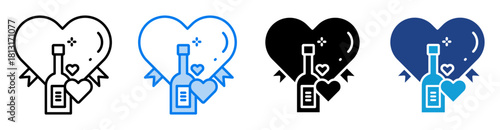 Wine icon set multiple style collection
