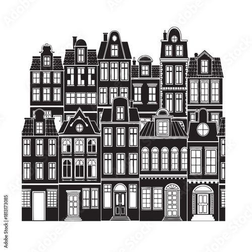  A big Houses exterior black glyph vector .