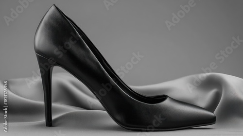 Black high heel shoe close up