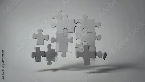 High quality 4K stop motion footage of puzzle pieces being connected together symbolizing problem solving teamwork and success concepts ideal for educational business and creative stock videos