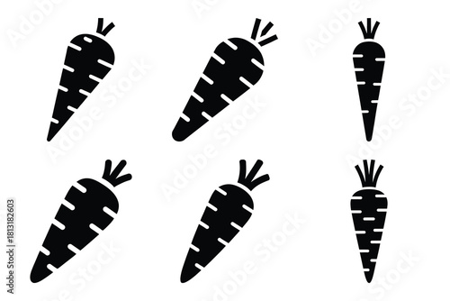 simple farm  carrot symbol silhouette icon set. Agriculture, farming silhouette icons