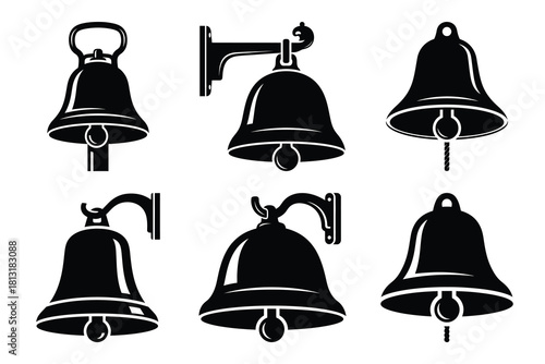 simple farm  farm alarm bell symbol silhouette icon set. Agriculture, farming silhouette icons