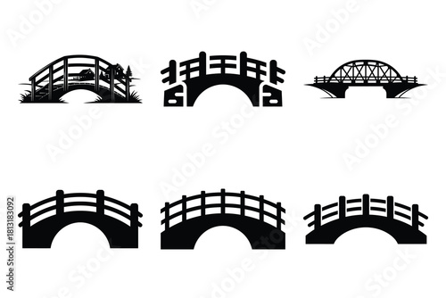 simple farm  farm bridge symbol silhouette icon set. Agriculture, farming silhouette icons