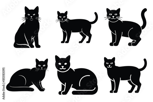 simple farm  farm cat symbol silhouette icon set. Agriculture, farming silhouette icons