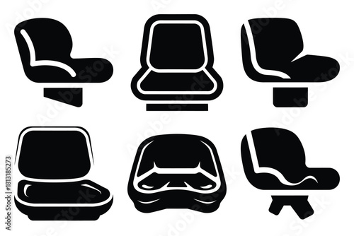 simple farm  tractor seat symbol silhouette icon set. Agriculture, farming silhouette icons