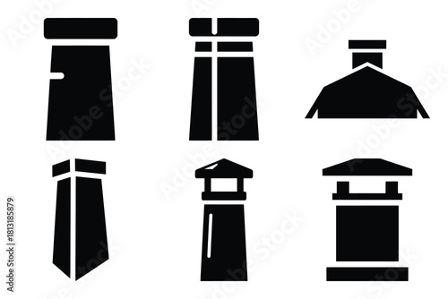 simple farm  barn chimney symbol silhouette icon set. Agriculture, farming silhouette icons