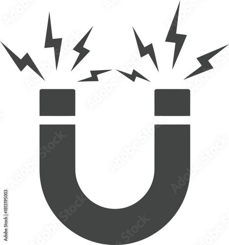 Horseshoe magnet attracting energy sparks science physics technology illustration symbol concept vector