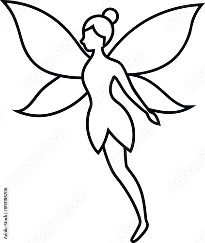 Fairy Muse Line Art Transparent Background