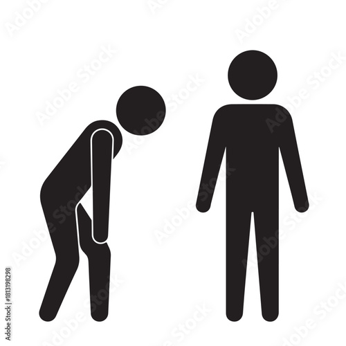 Stick figure depicting pain and recovery simple flat vector illustration of human condition isolated on white background