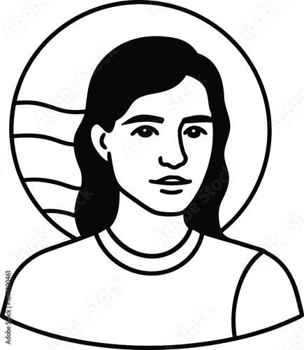 Sunset mood portrait line art transparent background