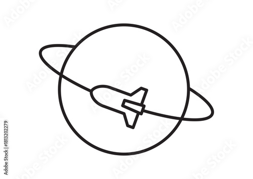 星の周りをスペースシャトルが周るアイコン