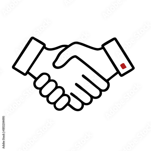 Business handshake line icon, partnership agreement for Chinese New Year cooperation