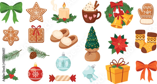 Festive Christmas Icons and Decorations for Holiday Celebrations
