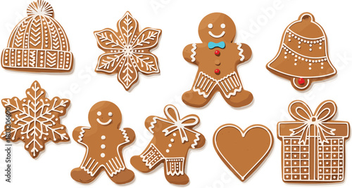 Festive Gingerbread Cookies and Holiday Decorations A Delightful Christmas Icon Collection