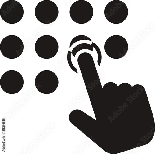 Digital security fingerprint access pin code entry system hand icon for authentication and verification vector