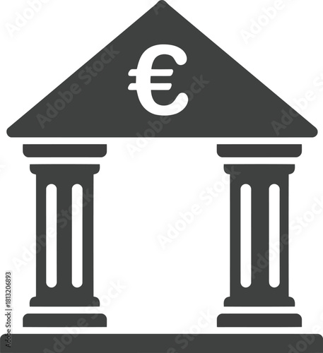 European bank building icon with euro symbol financial investment business finance corporate concept vector