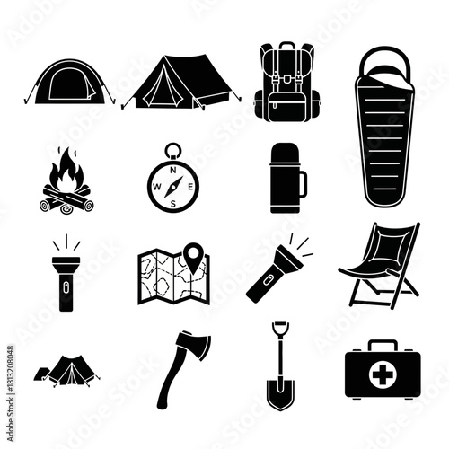 Essential camping and outdoor adventure gear collection, perfect for planning your next expedition and embracing nature's thrill.