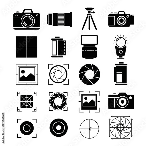 Capturing your vision with professional photography gear icons for creative projects and digital design needs