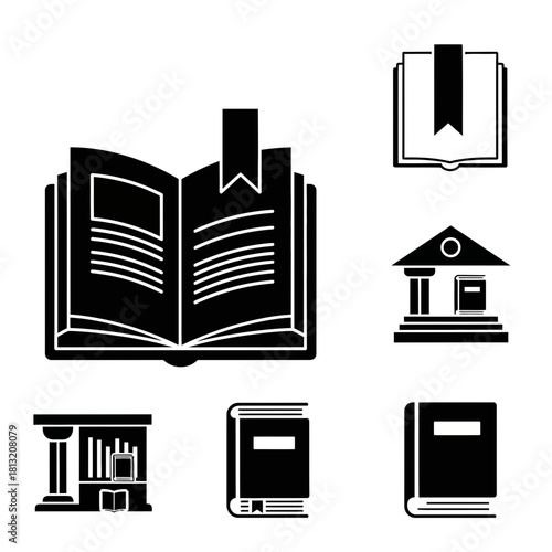 Discover knowledge and wisdom with these diverse book icons representing education, learning, libraries, and literary pursuits