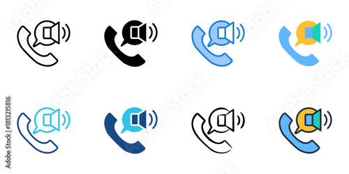 Voice call icon set multiple style collection 

