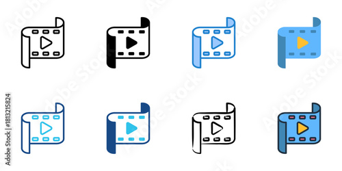 Video icon set multiple style collection 
