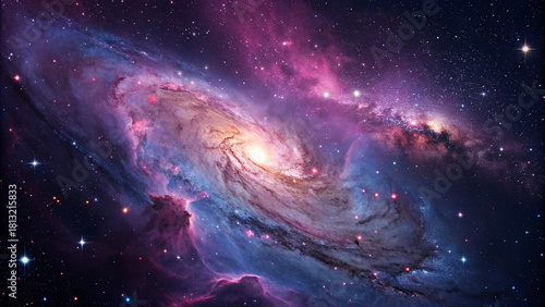 Majestic cosmic nebula clouds with swirling vibrant colors and distant stars illuminate the vast expanse of space