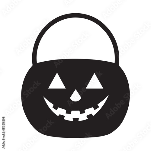 trick or treat jack o lantern candy bucket silhouette vector