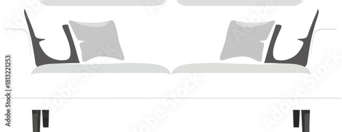 Modern white sofa with pillows against cool blue background for interior design