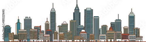 Striking cityscape illustration with dynamic lines, perfect for modern design