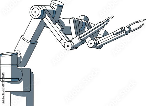 Surgical robot arm ready for precise procedures in sterile medical field