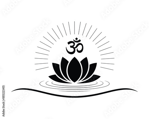 Lotus flower with om symbol, spiritual and peaceful