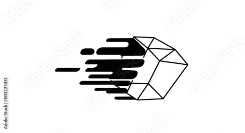 Geometric shape with dripping paint effect with transparent background