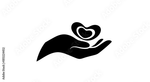 Hand holding heart symbol with transparent background
