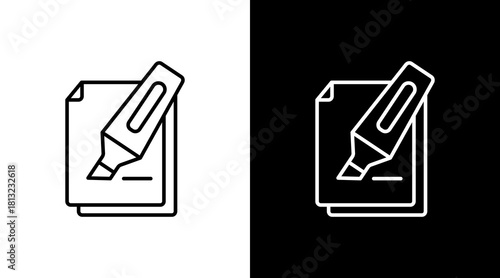 Highlighter White Icon Set Design
