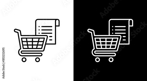 Grocery List White Icon Set Design