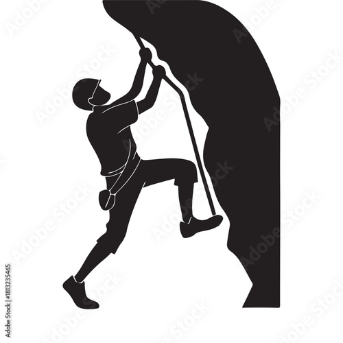 Climber on rock wall silhouette Vector  