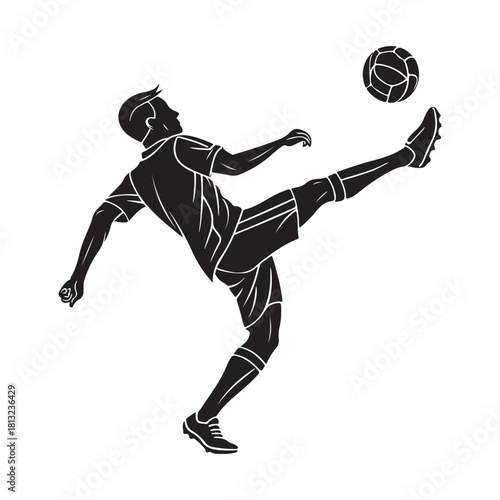 Soccer player kicking ball Vector