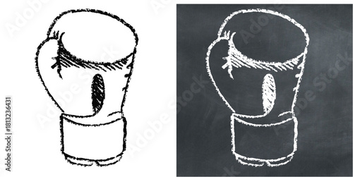 Chalk Handdrawn Boxing Glove Vector Ideal for boxing, fitness, sport, and combat projects requiring a hand-drawn chalkboard aesthetic.
