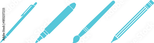 Pen Icon set. Collection of vector for writing and artistic tools pen, pencil, marker, paintbrush. classic hand writing tool for calligraphy. Web site page and mobile app design vector element.