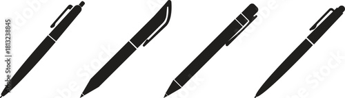 Pen Icon set. Collection of vector for writing and artistic tools pen, pencil, marker, paintbrush. classic hand writing tool for calligraphy. Web site page and mobile app design vector element.