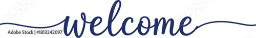 Elegant welcome text typography vector design with decorative swirls, perfect for greeting cards, invitations, posters, signage, and home decoration.