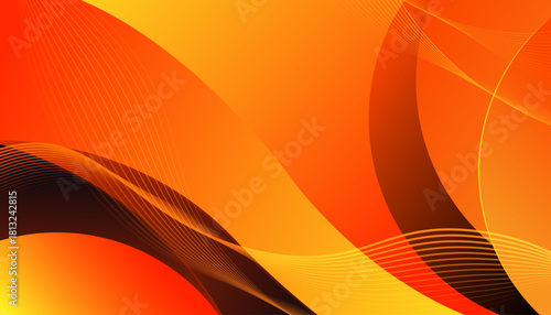 Orange Modern Abstract Background with Dynamic Waves and Lines