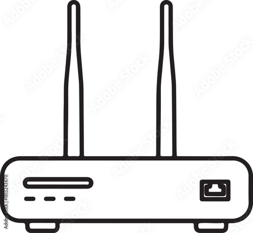 WiFi Router Icon – Line Art Illustration of Wireless Internet Network Device
