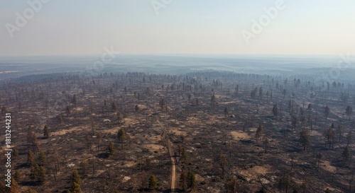 Aerial View of a Forest After Wildfire Devastation