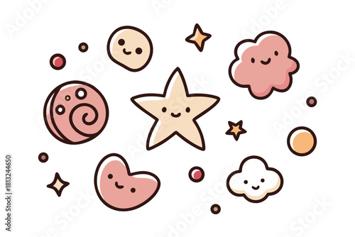 funky crayon doodle geometric shapes pattern icons