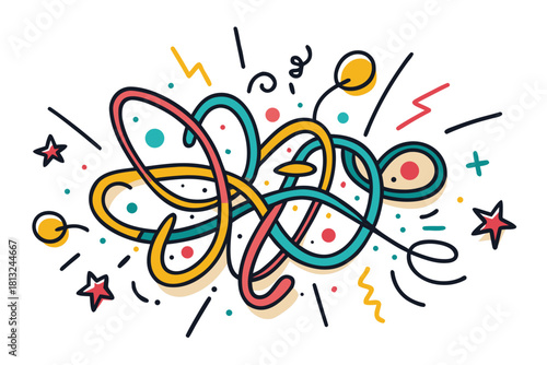 funky crayon doodle geometric shapes pattern icons